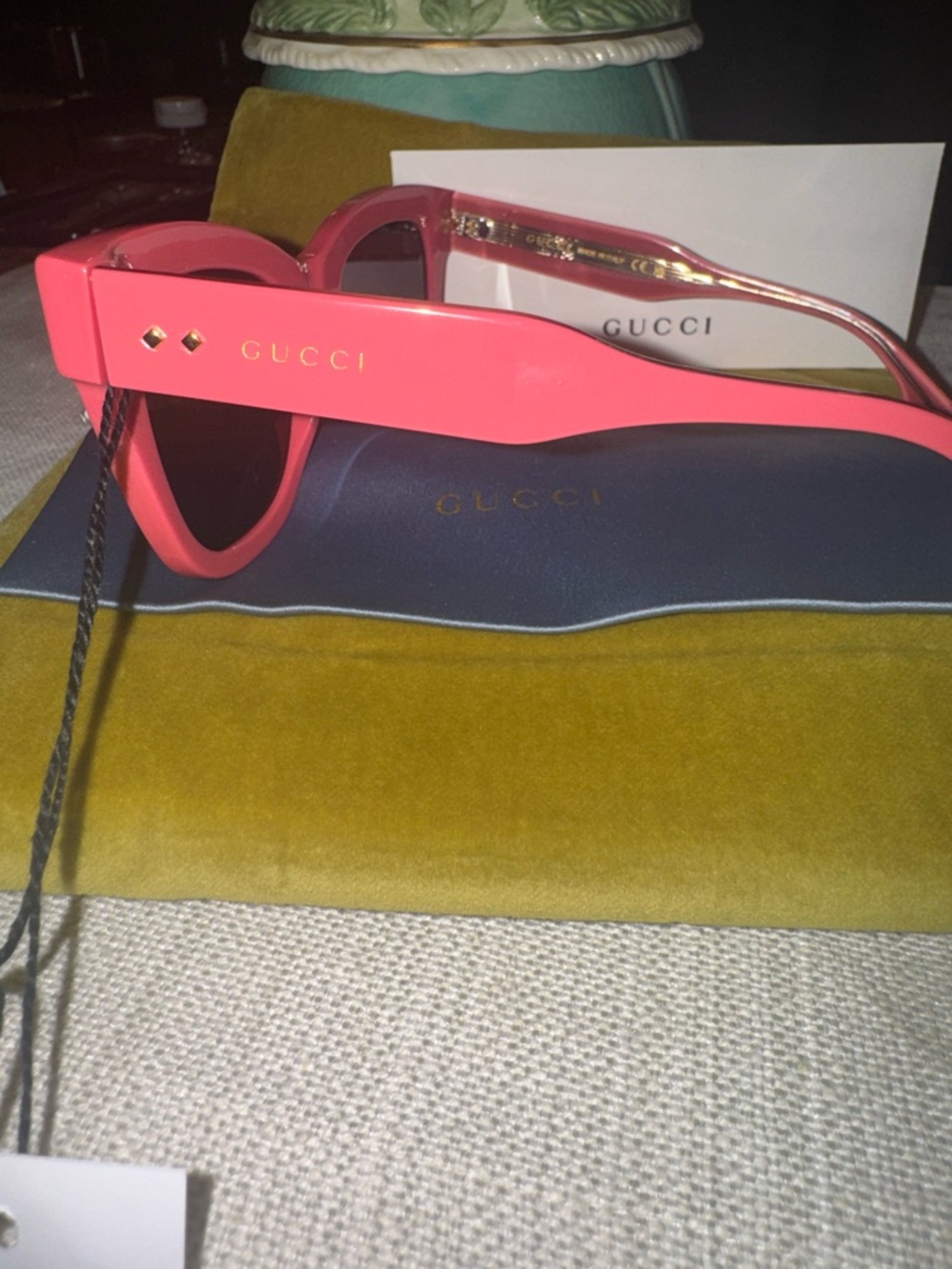 Gucci Women's Pink Cat-Eye Sunglasses - Dust Bag & Pouch - Stunning 🌺 - Picture 6 of 8